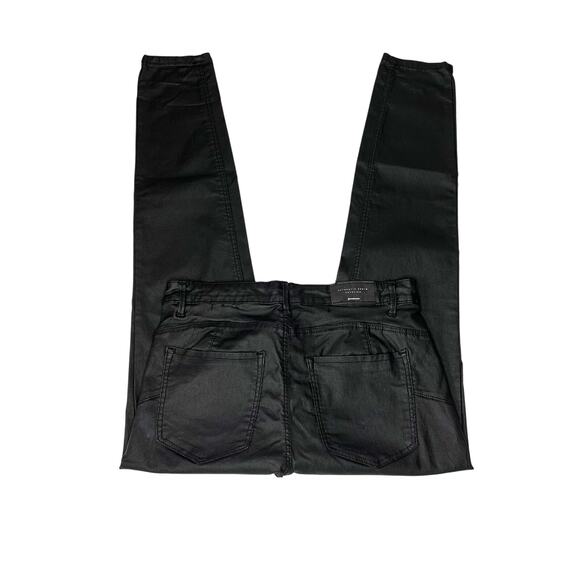 Stradivarius High Waist Coated Skinny Ankle Cropped Jeans Black size 10 - Picture 8 of 13